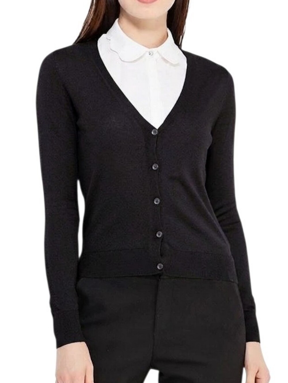 Banana Republic Cardigan Women size Medium Black Silk Cashmere